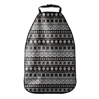 White And Black Knitted Pattern Print Car Seat Organizers