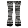 White And Black Knitted Pattern Print Crew Socks
