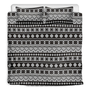 White And Black Knitted Pattern Print Duvet Cover Bedding Set