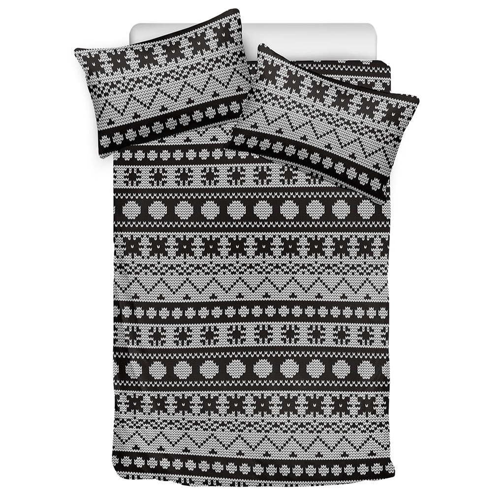 White And Black Knitted Pattern Print Duvet Cover Bedding Set