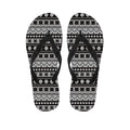 White And Black Knitted Pattern Print Flip Flops