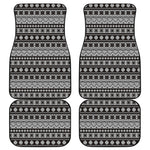 White And Black Knitted Pattern Print Front and Back Car Floor Mats