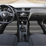 White And Black Knitted Pattern Print Front and Back Car Floor Mats