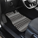 White And Black Knitted Pattern Print Front and Back Car Floor Mats