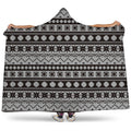 White And Black Knitted Pattern Print Hooded Blanket