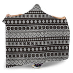 White And Black Knitted Pattern Print Hooded Blanket