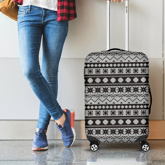 White And Black Knitted Pattern Print Luggage Cover