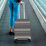 White And Black Knitted Pattern Print Luggage Cover