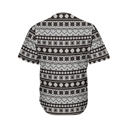 White And Black Knitted Pattern Print Men's Baseball Jersey