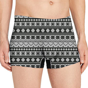White And Black Knitted Pattern Print Men's Boxer Briefs
