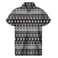White And Black Knitted Pattern Print Men's Short Sleeve Shirt