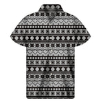 White And Black Knitted Pattern Print Men's Short Sleeve Shirt
