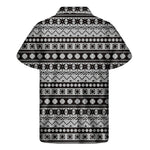 White And Black Knitted Pattern Print Men's Short Sleeve Shirt