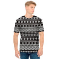 White And Black Knitted Pattern Print Men's T-Shirt