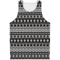 White And Black Knitted Pattern Print Men's Tank Top