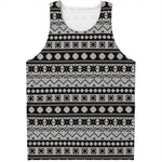 White And Black Knitted Pattern Print Men's Tank Top