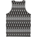 White And Black Knitted Pattern Print Men's Tank Top