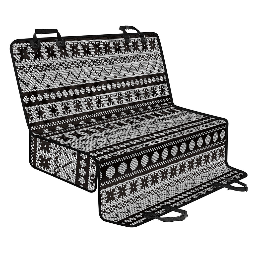 White And Black Knitted Pattern Print Pet Car Back Seat Cover
