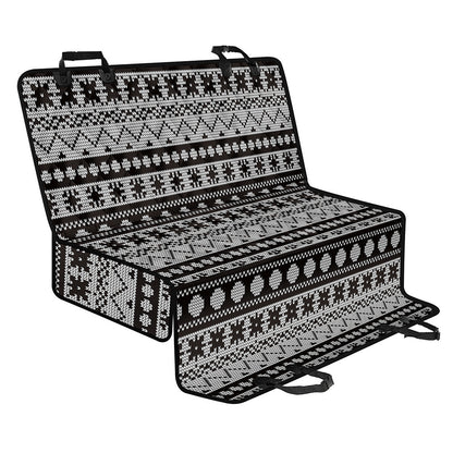 White And Black Knitted Pattern Print Pet Car Back Seat Cover