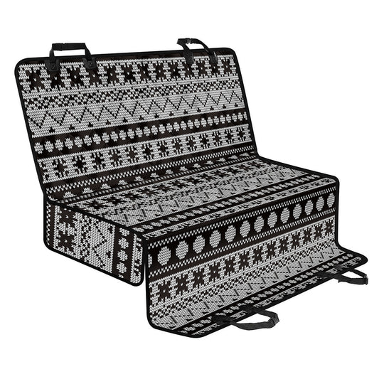 White And Black Knitted Pattern Print Pet Car Back Seat Cover
