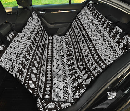 White And Black Knitted Pattern Print Pet Car Back Seat Cover