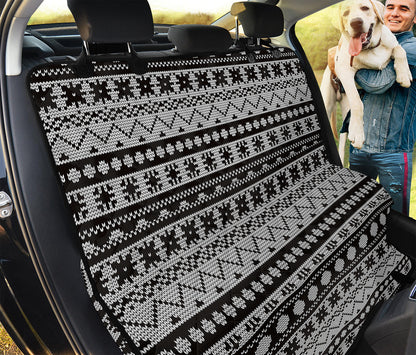 White And Black Knitted Pattern Print Pet Car Back Seat Cover