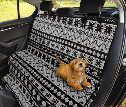 White And Black Knitted Pattern Print Pet Car Back Seat Cover