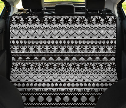 White And Black Knitted Pattern Print Pet Car Back Seat Cover