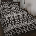 White And Black Knitted Pattern Print Quilt Bed Set