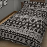 White And Black Knitted Pattern Print Quilt Bed Set