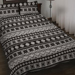 White And Black Knitted Pattern Print Quilt Bed Set