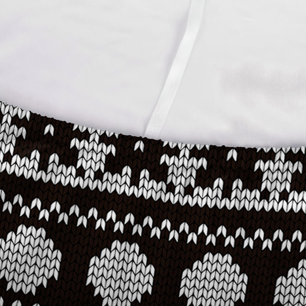 White And Black Knitted Pattern Print Sofa Cover