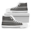 White And Black Knitted Pattern Print White High Top Sneakers