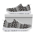 White And Black Knitted Pattern Print White Running Shoes