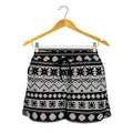 White And Black Knitted Pattern Print Women's Shorts