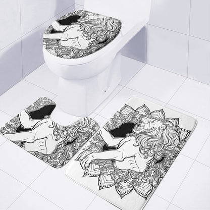 White And Black Leo Sign Print 3 Piece Bath Mat Set