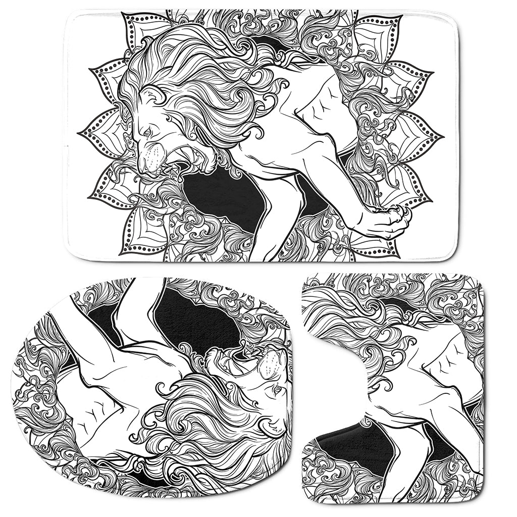 White And Black Leo Sign Print 3 Piece Bath Mat Set
