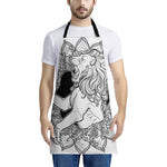 White And Black Leo Sign Print Apron