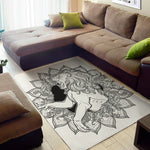 White And Black Leo Sign Print Area Rug