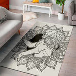 White And Black Leo Sign Print Area Rug