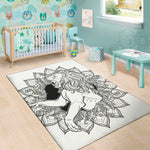 White And Black Leo Sign Print Area Rug