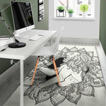 White And Black Leo Sign Print Area Rug