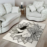 White And Black Leo Sign Print Area Rug
