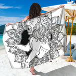 White And Black Leo Sign Print Beach Sarong Wrap