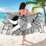 White And Black Leo Sign Print Beach Sarong Wrap