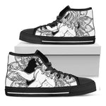 White And Black Leo Sign Print Black High Top Shoes