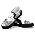 White And Black Leo Sign Print Black Slip On Sneakers