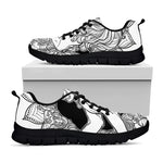 White And Black Leo Sign Print Black Sneakers