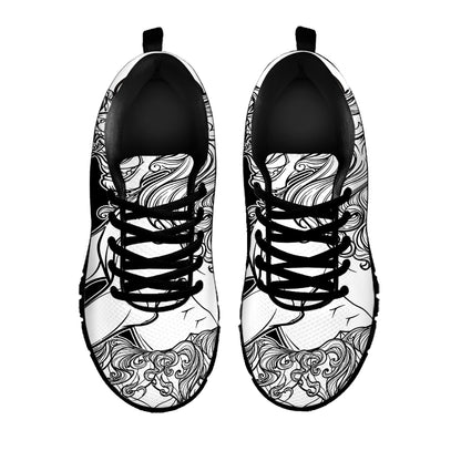White And Black Leo Sign Print Black Sneakers