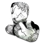 White And Black Leo Sign Print Boxing Gloves